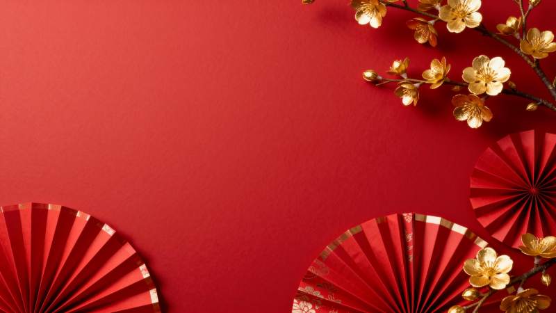 红金扇花迎新春图片