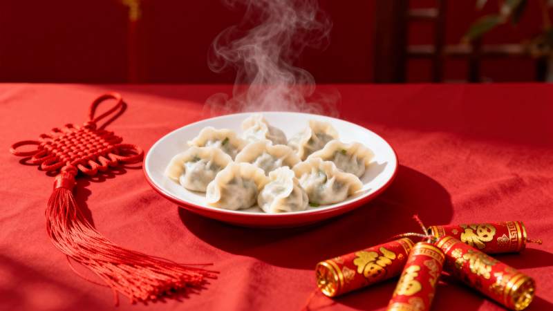 热腾腾的饺子宴图片