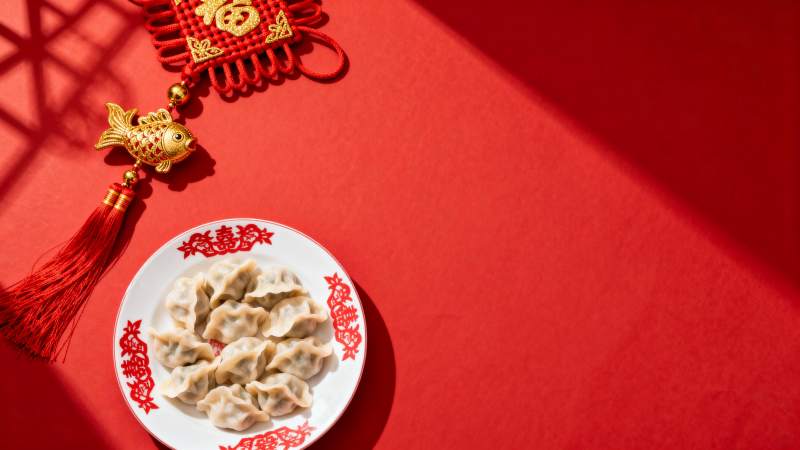 春节饺子喜庆红图片