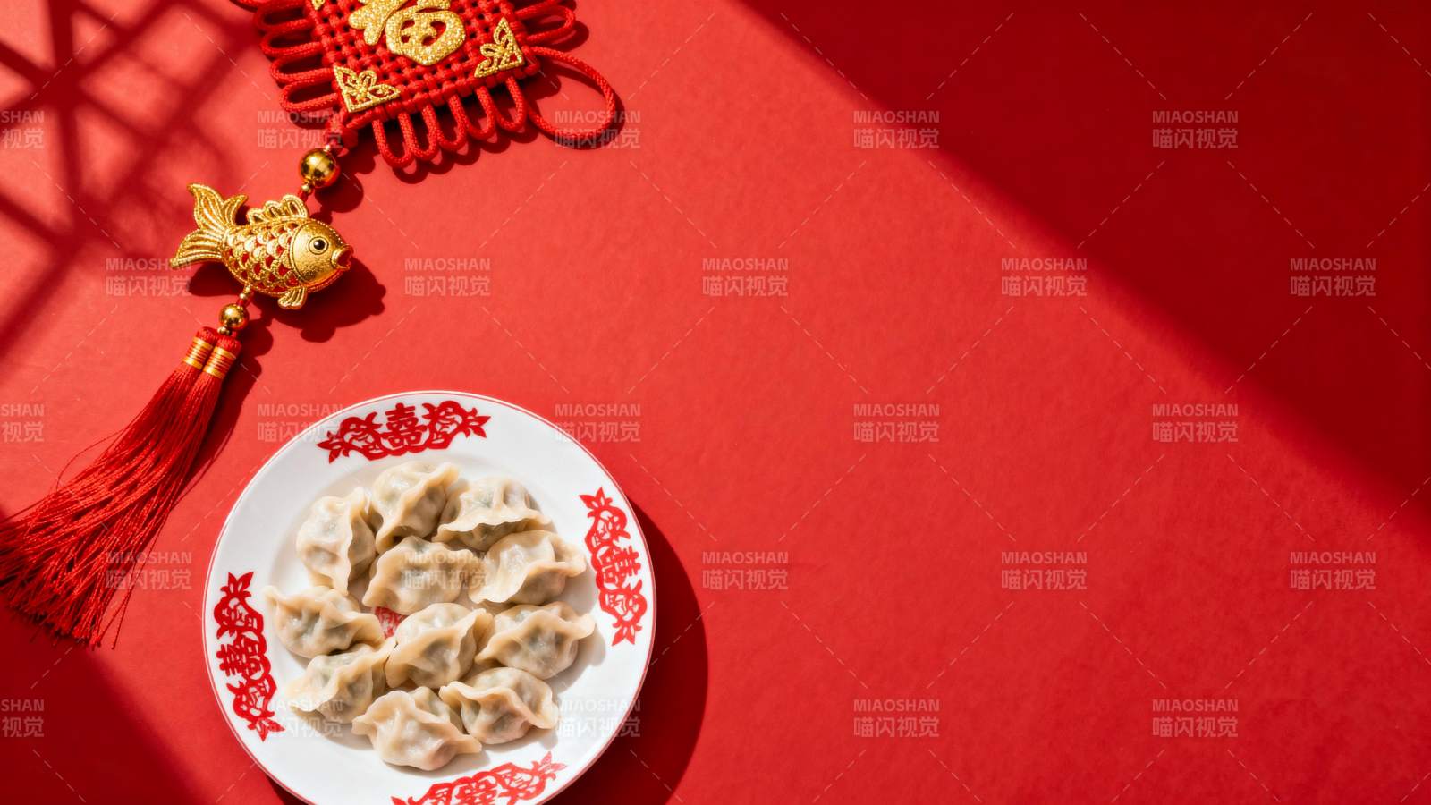 春节饺子喜庆红图片