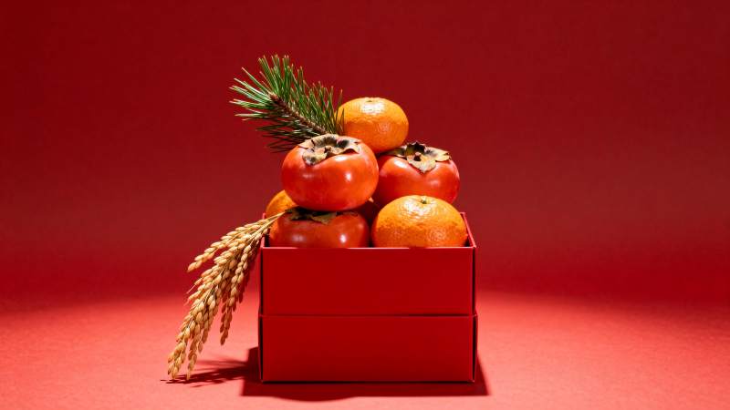 柿子红盒迎新春图片