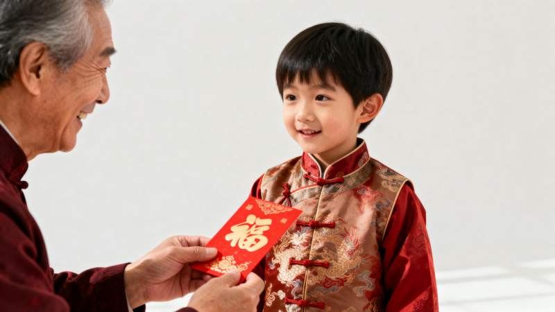 爷爷给孙子压岁钱图片