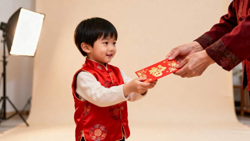 童趣迎春 红包传情图片