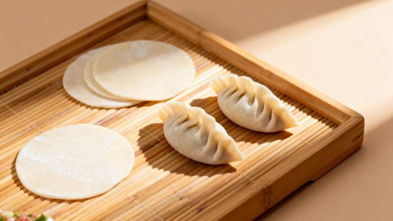 饺子皮与包好的饺子图片