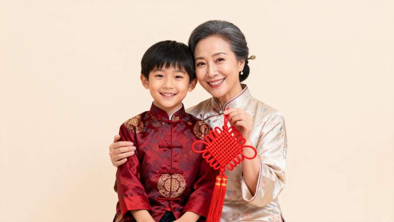 祖孙共庆新春图片