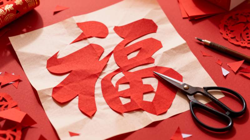 福字剪纸迎新春图片