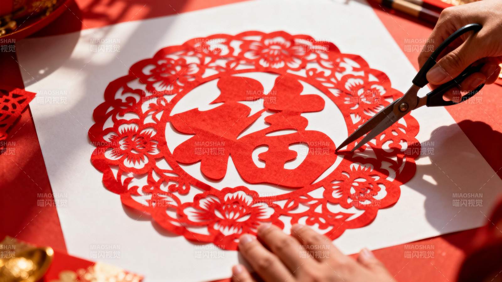 剪纸喜字迎新春图片