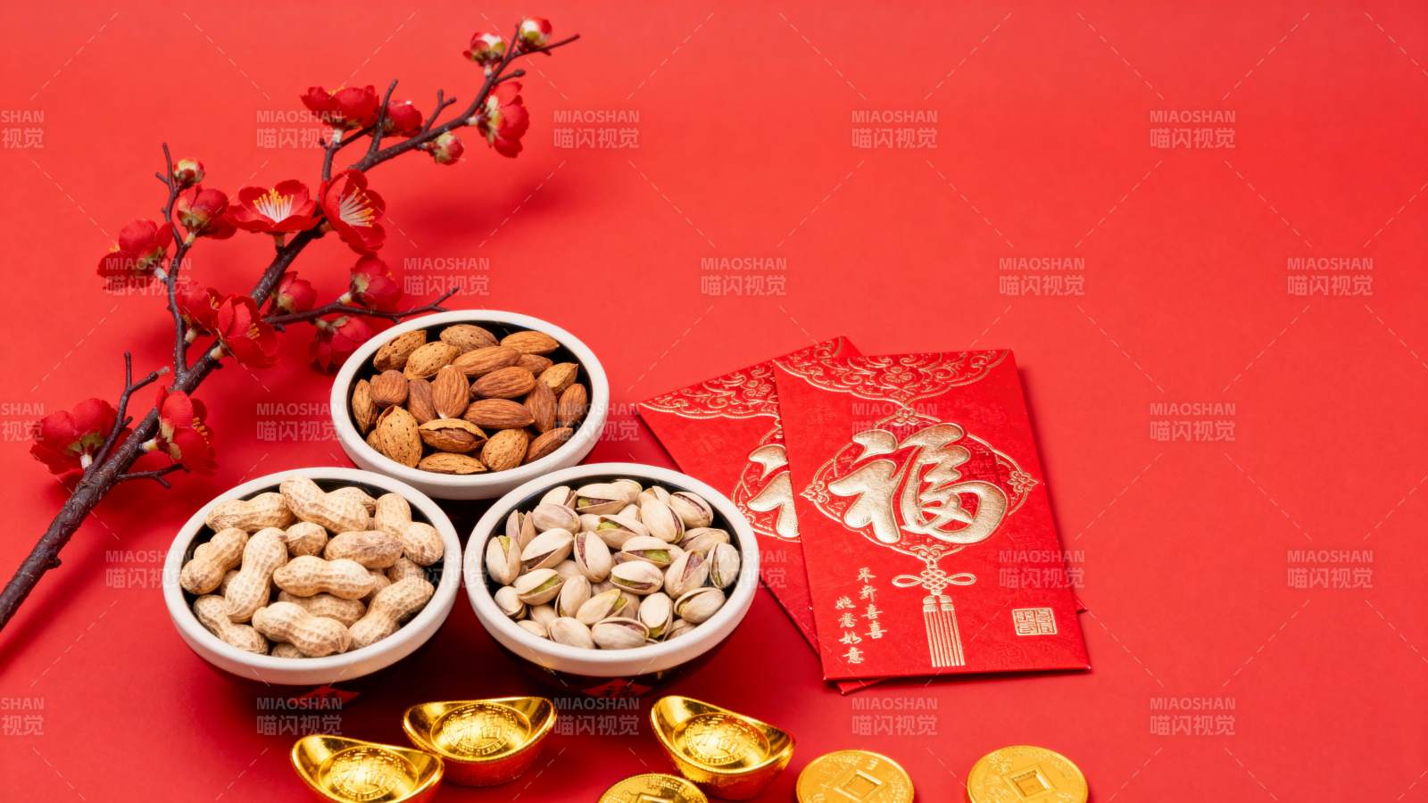 春节喜庆坚果礼盒图片