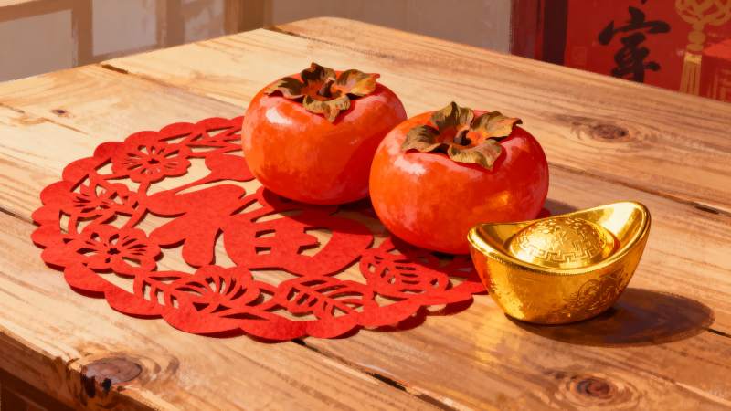 柿子金元宝迎新春图片