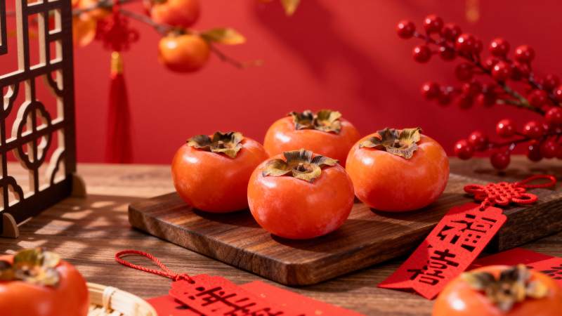 柿子迎新春图片