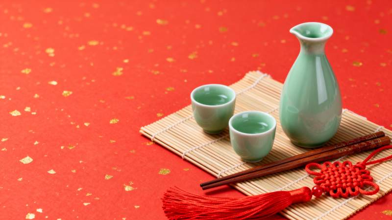 新春茶具摆设图片