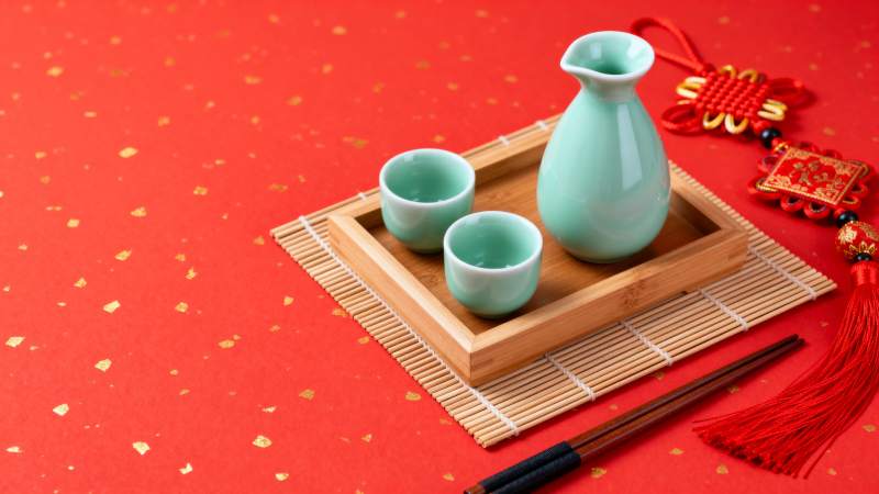 春节茶具摆设图片