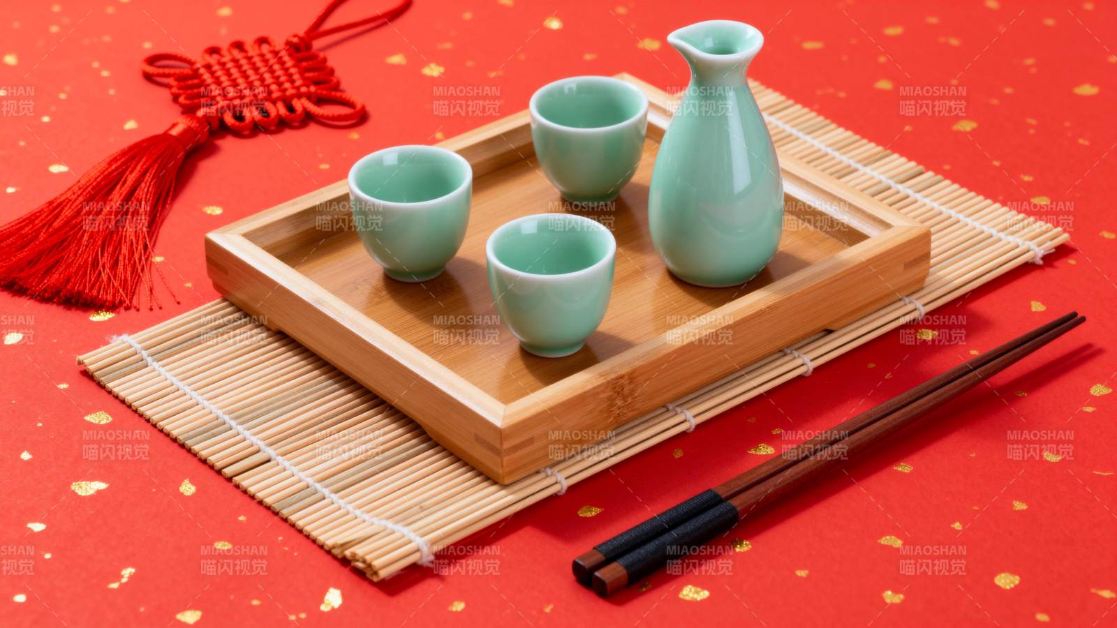 茶具摆设 喜庆氛围图片