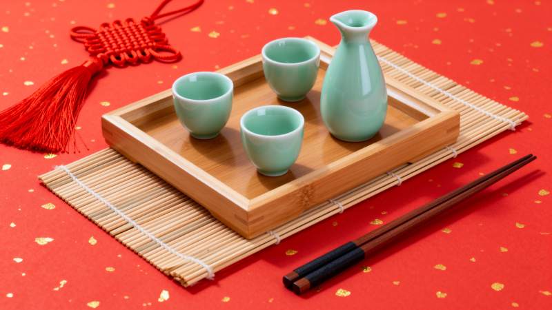 茶具摆设 喜庆氛围图片