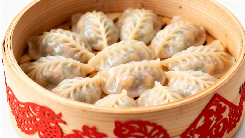 蒸笼里的美味饺子图片