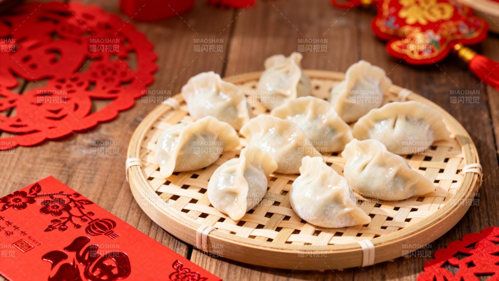 春节饺子喜庆图图片