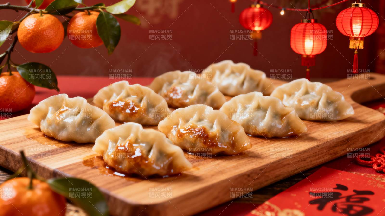 春节饺子喜庆图图片