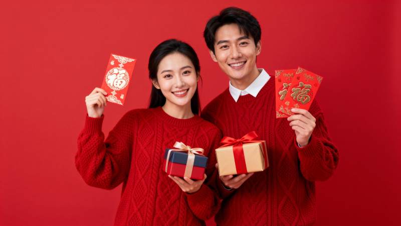 新年喜庆送礼图图片