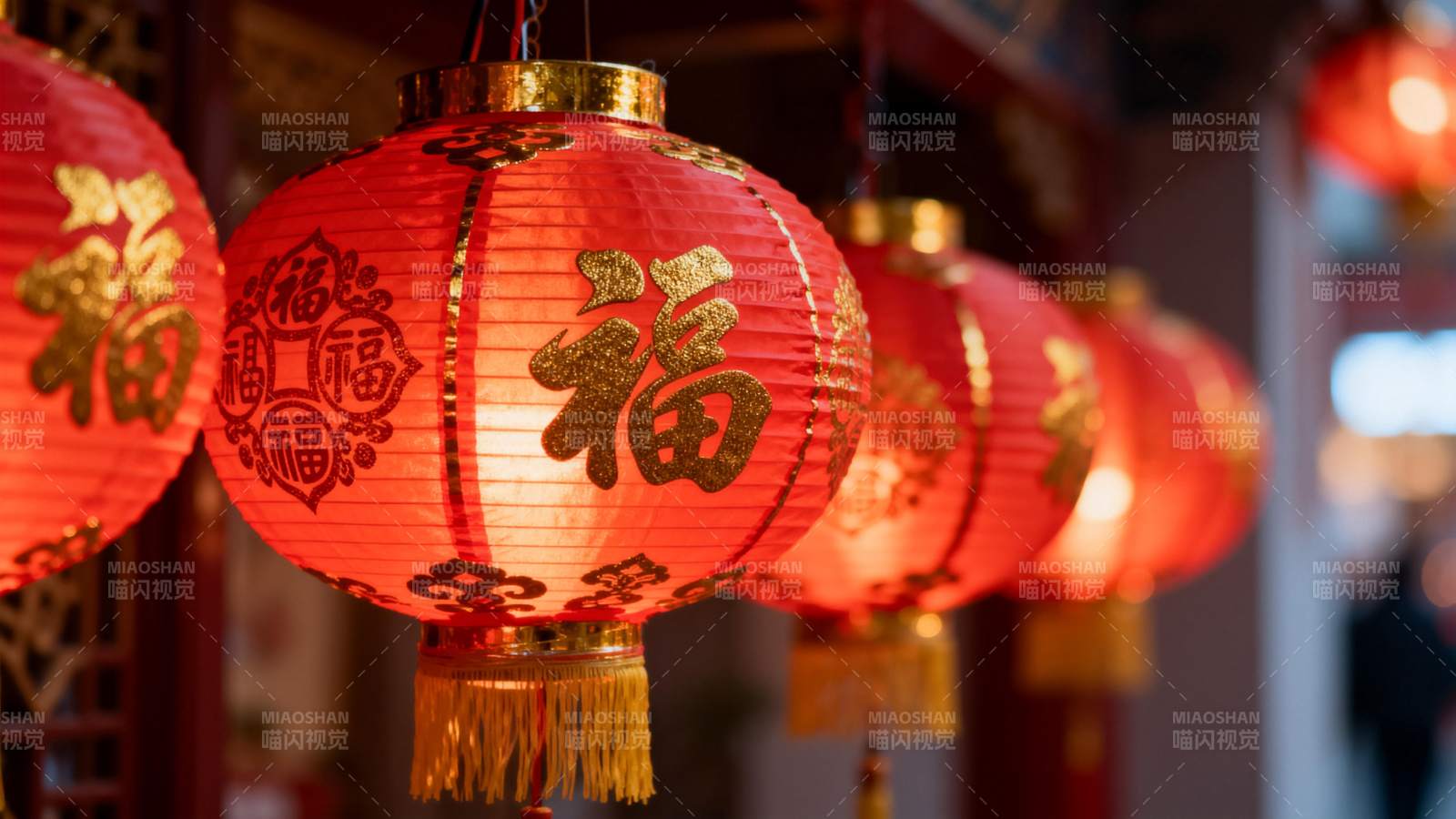 红灯笼福字迎春图片