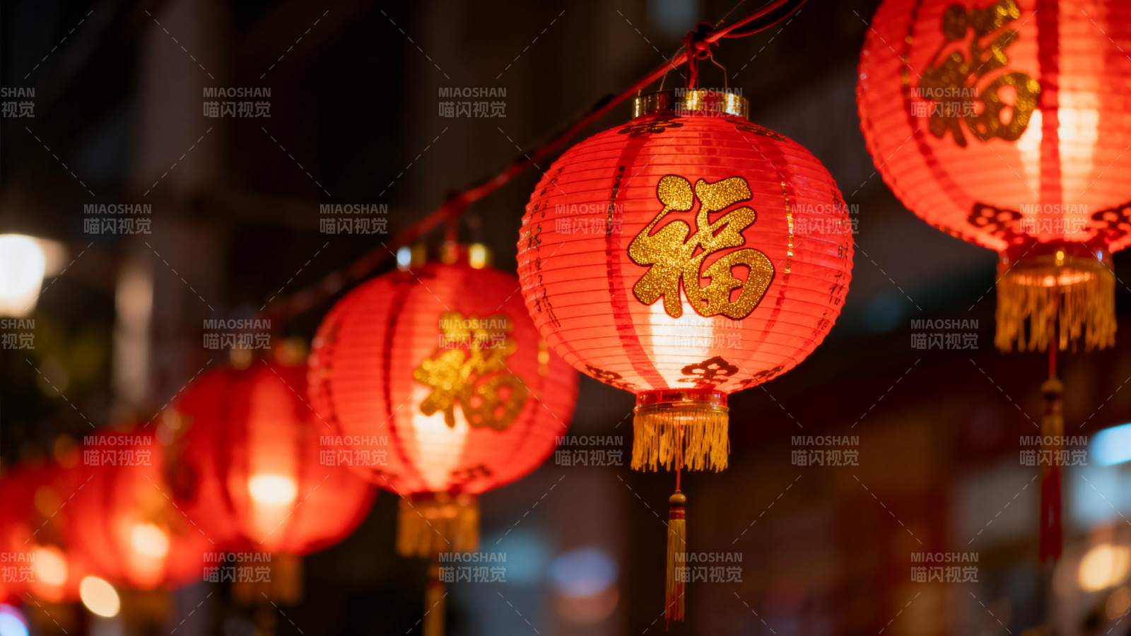 红灯笼福字迎春图片