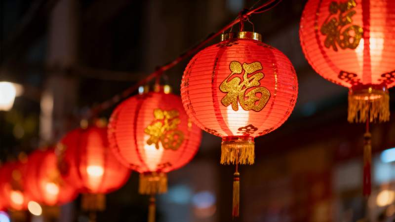 红灯笼福字迎春图片