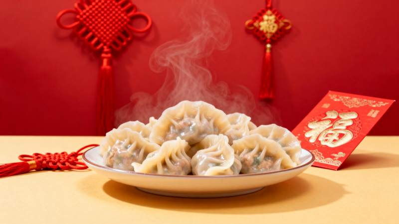 热腾腾的饺子迎新春图片