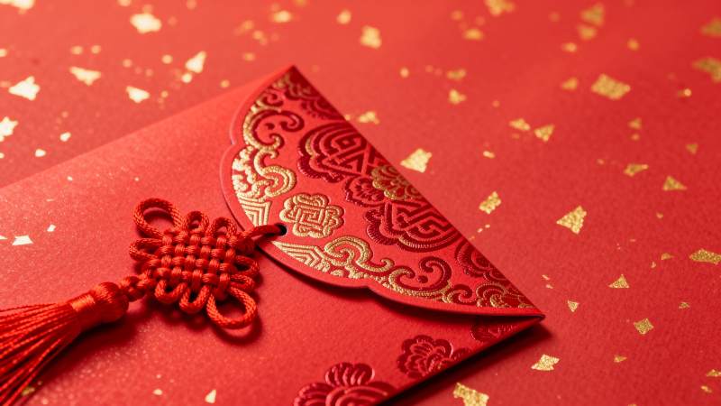 红色喜庆红包特写图片