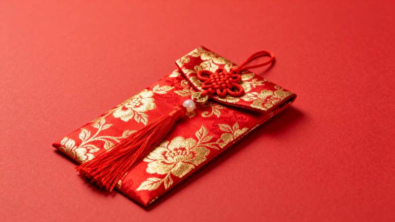 红色刺绣香囊图片