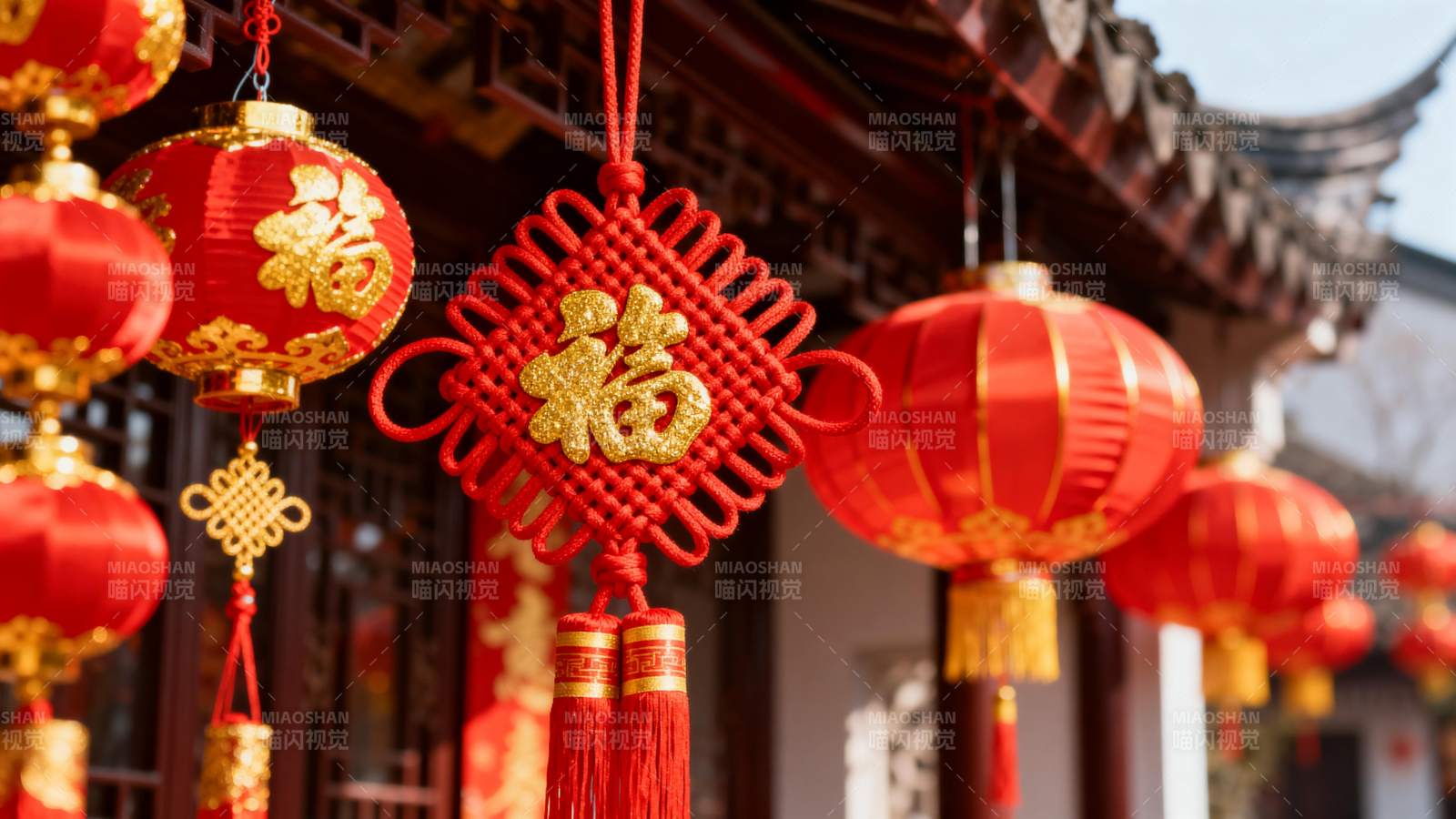 红灯笼迎新春图片