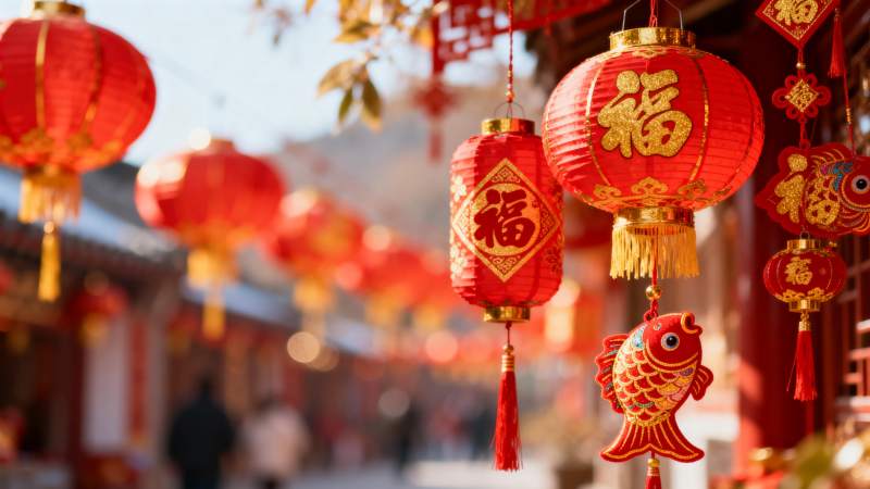 红灯笼迎新春图片