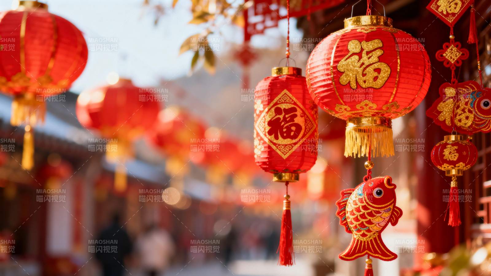 红灯笼迎新春图片