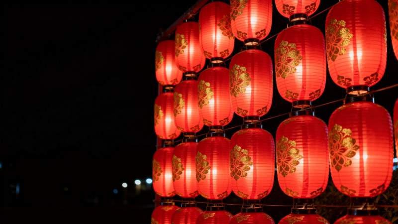 红灯笼夜景图片