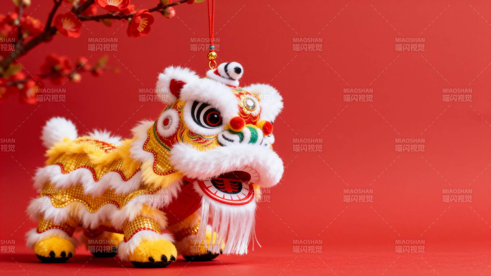 舞狮迎春吉祥物图片