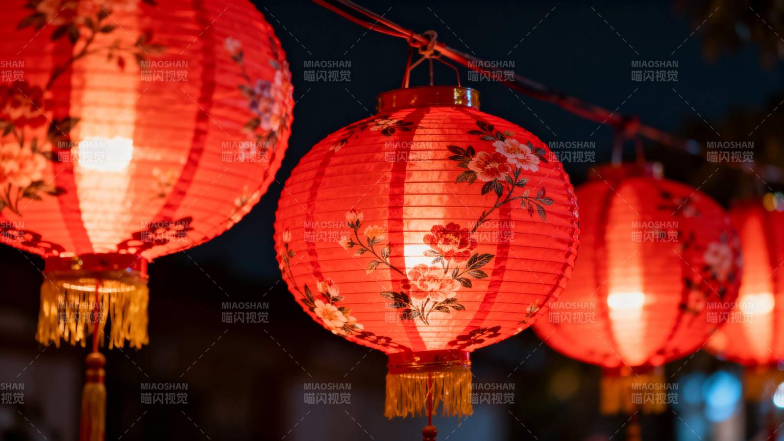 红灯笼夜景图片