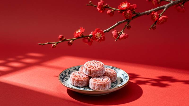 红梅映月饼图片