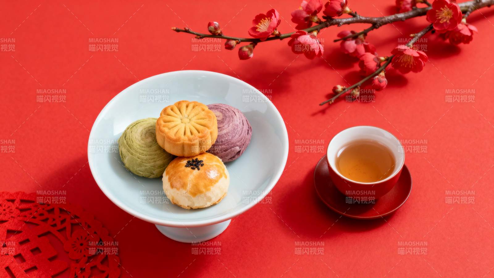 中秋月饼茶香图图片