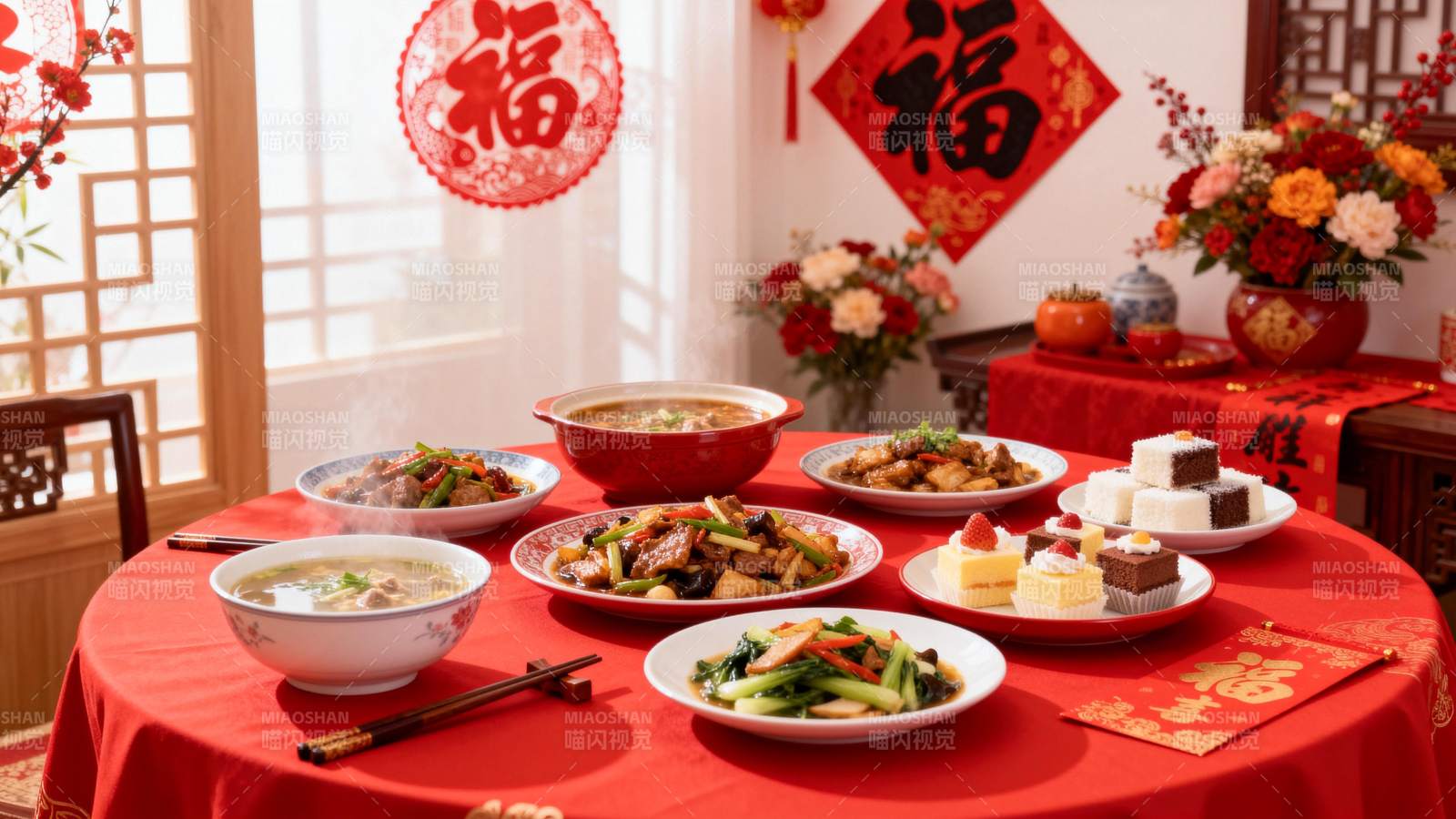 春节团圆饭图片