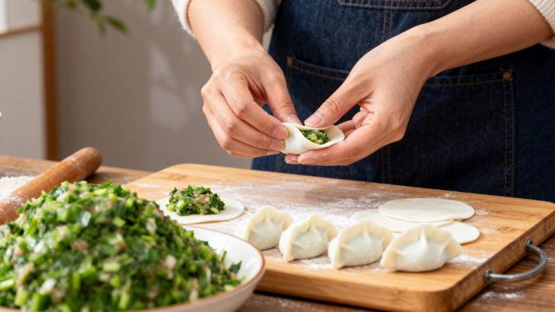 包饺子的温馨瞬间图片