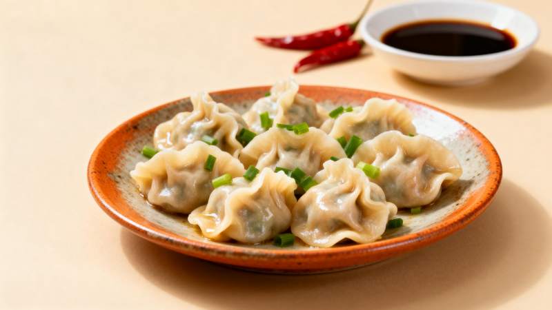 美味饺子配蘸酱图片