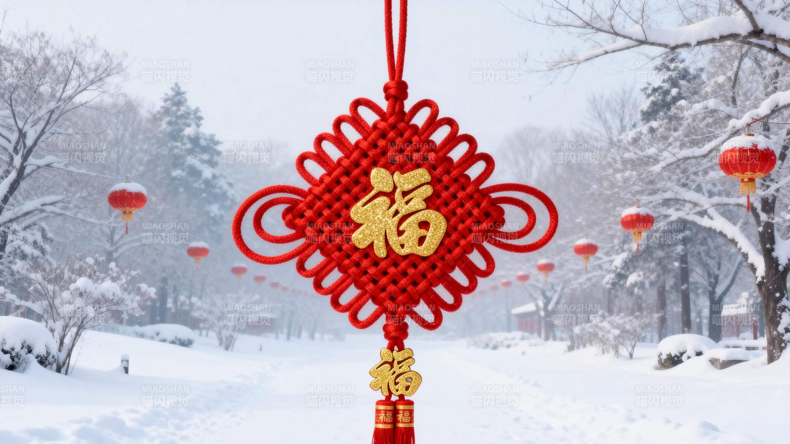 雪中红福结图片