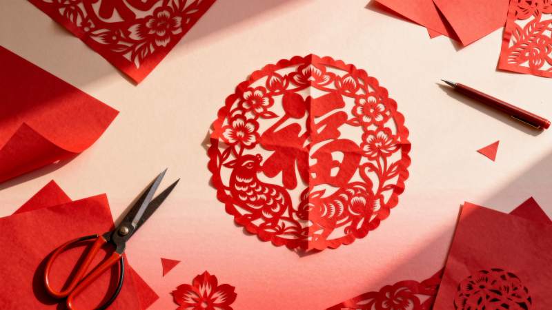 剪纸福字迎新春图片