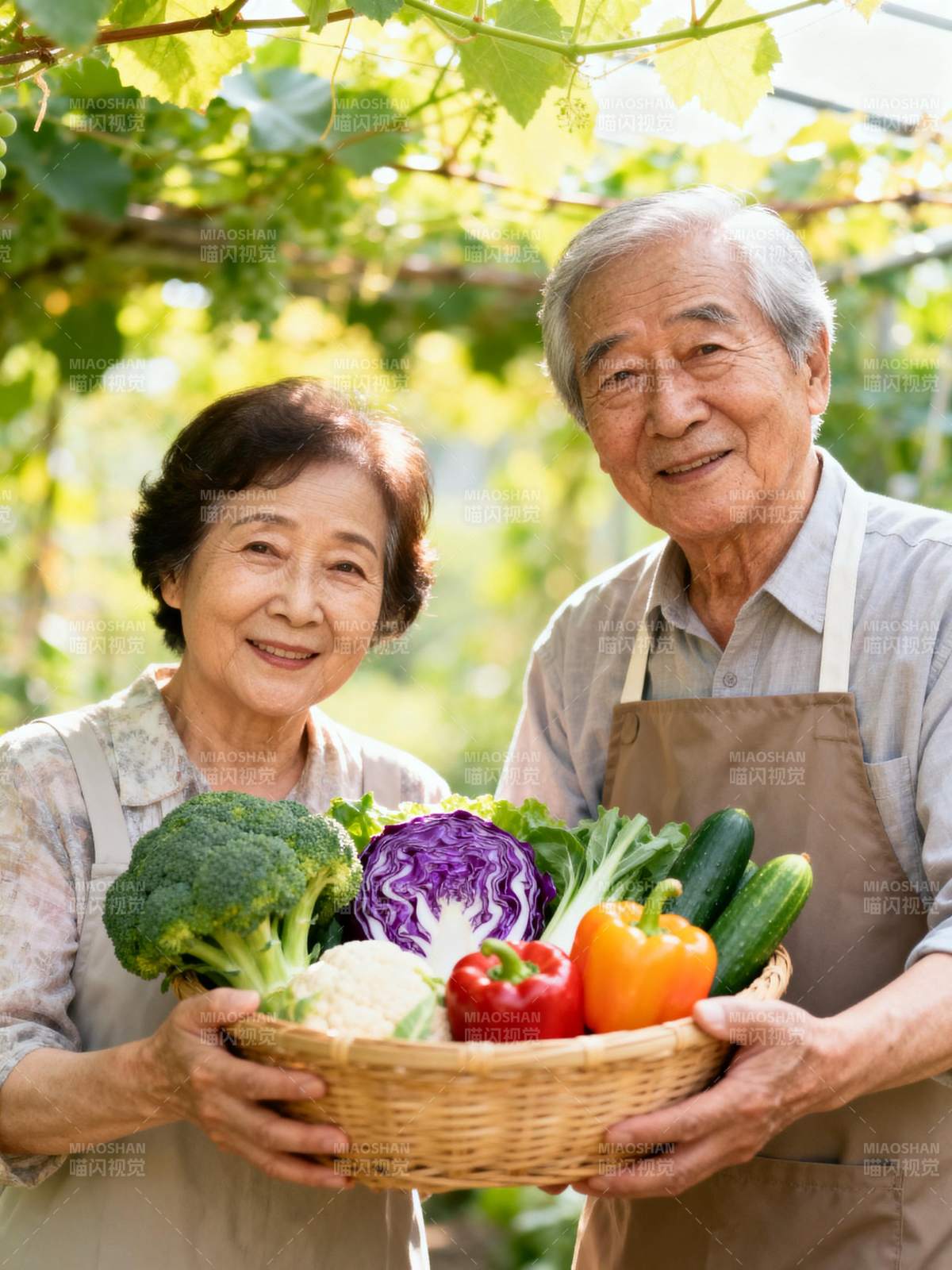 幸福种菜老夫妇图片