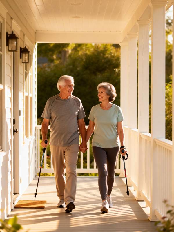 夕阳下的幸福散步图片