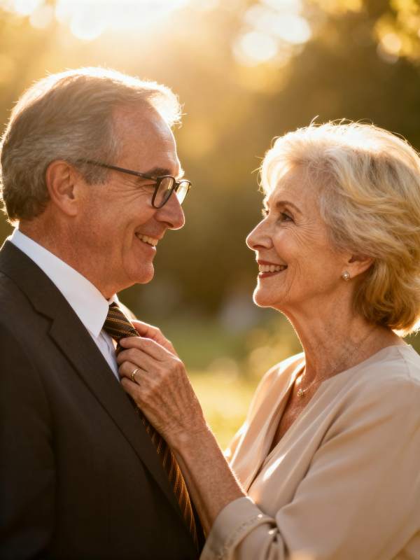 夕阳下的深情对望图片