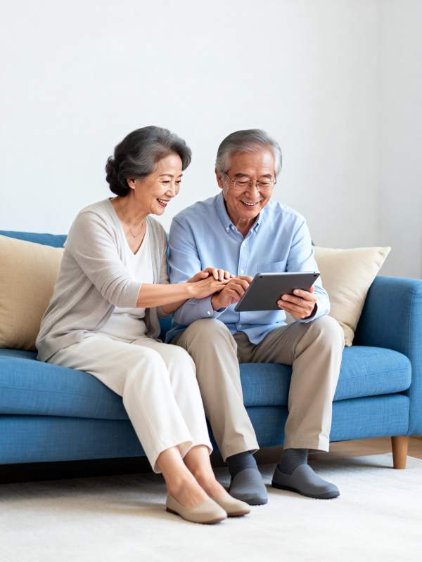 老夫妇共赏平板图片