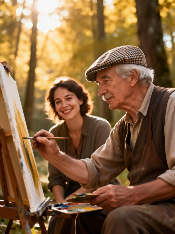 林间共绘秋色图片