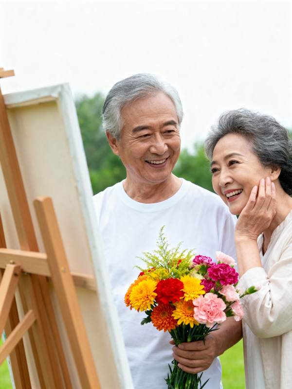 夕阳下的花艺时光图片