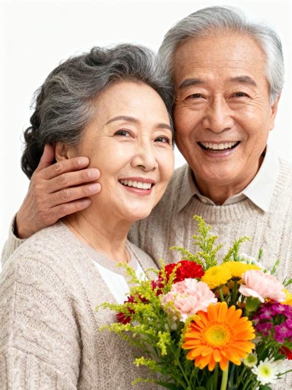 幸福晚年 花伴笑颜图片