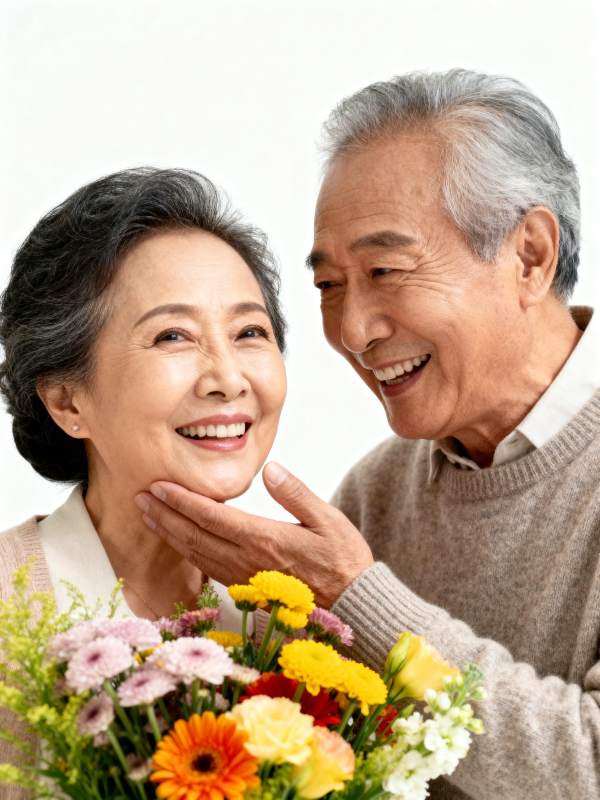 幸福晚年 花伴笑颜图片
