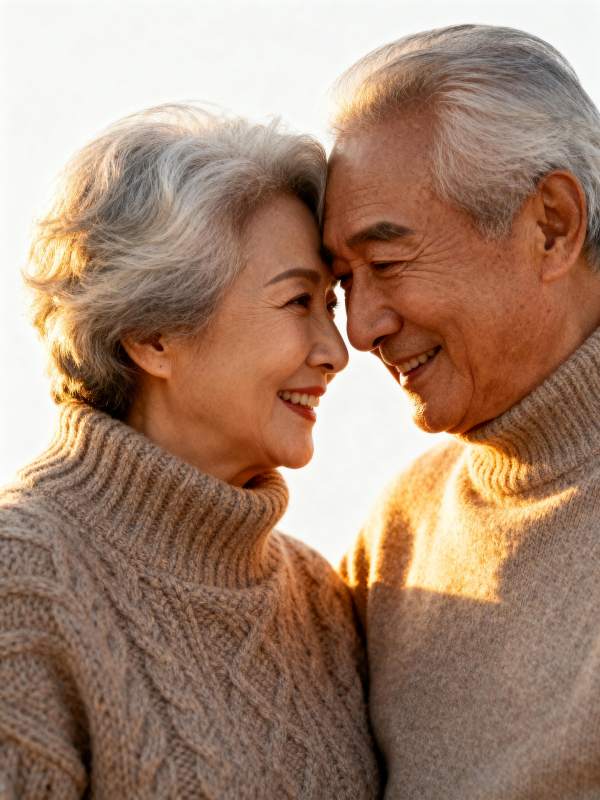 夕阳下的相守图片